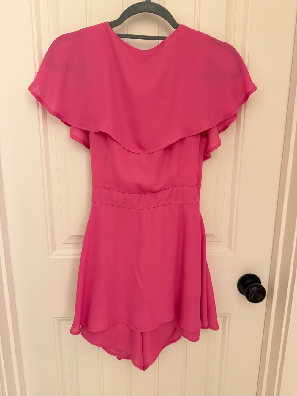 Listicle Hot Pink Ruffle Wrap Romper - Picture 7 of 7